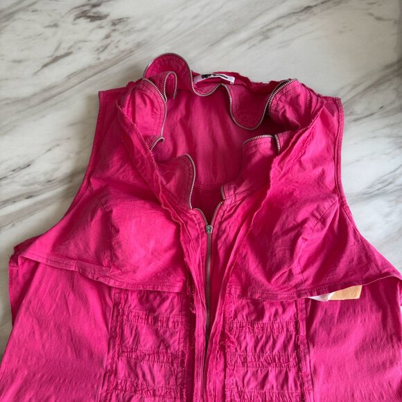 Vintage Y2K Maribelle Padded Bra Zip Ruffle Collar Detail Studded Pink Top XL - Picture 7 of 16